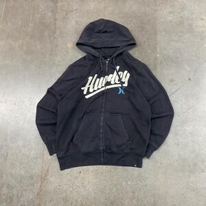 Hurley Black Zip Up Hoodie Mens Medium Skate Surf Y2K